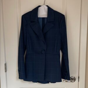CAbi Dark Blue Checkered Blazer